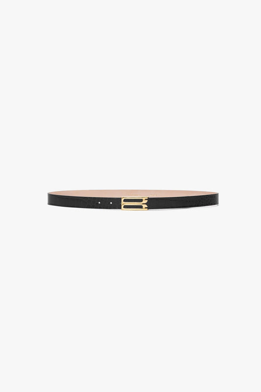 Dorian Belt In Black Croc Embossed Calf Leather
