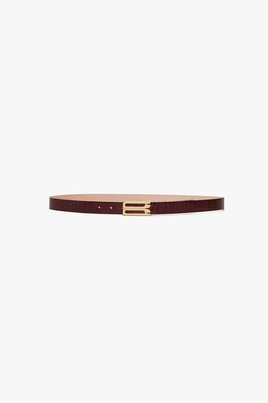 Dorian Belt In Dark Brown Croc Embossed Leather