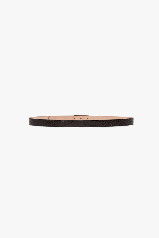 Dorian Belt In Espresso Croc Embossed Calf Leather