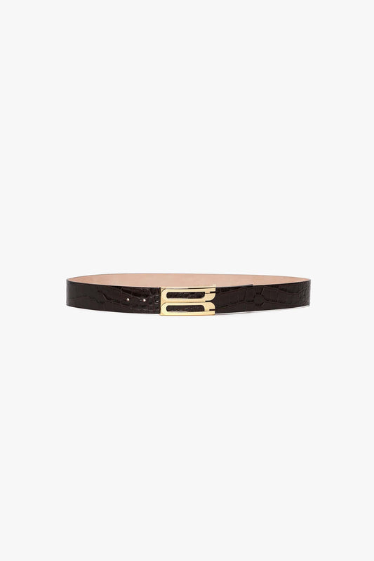 Jumbo Dorian Belt In Espresso Croc Embossed Calf Leather
