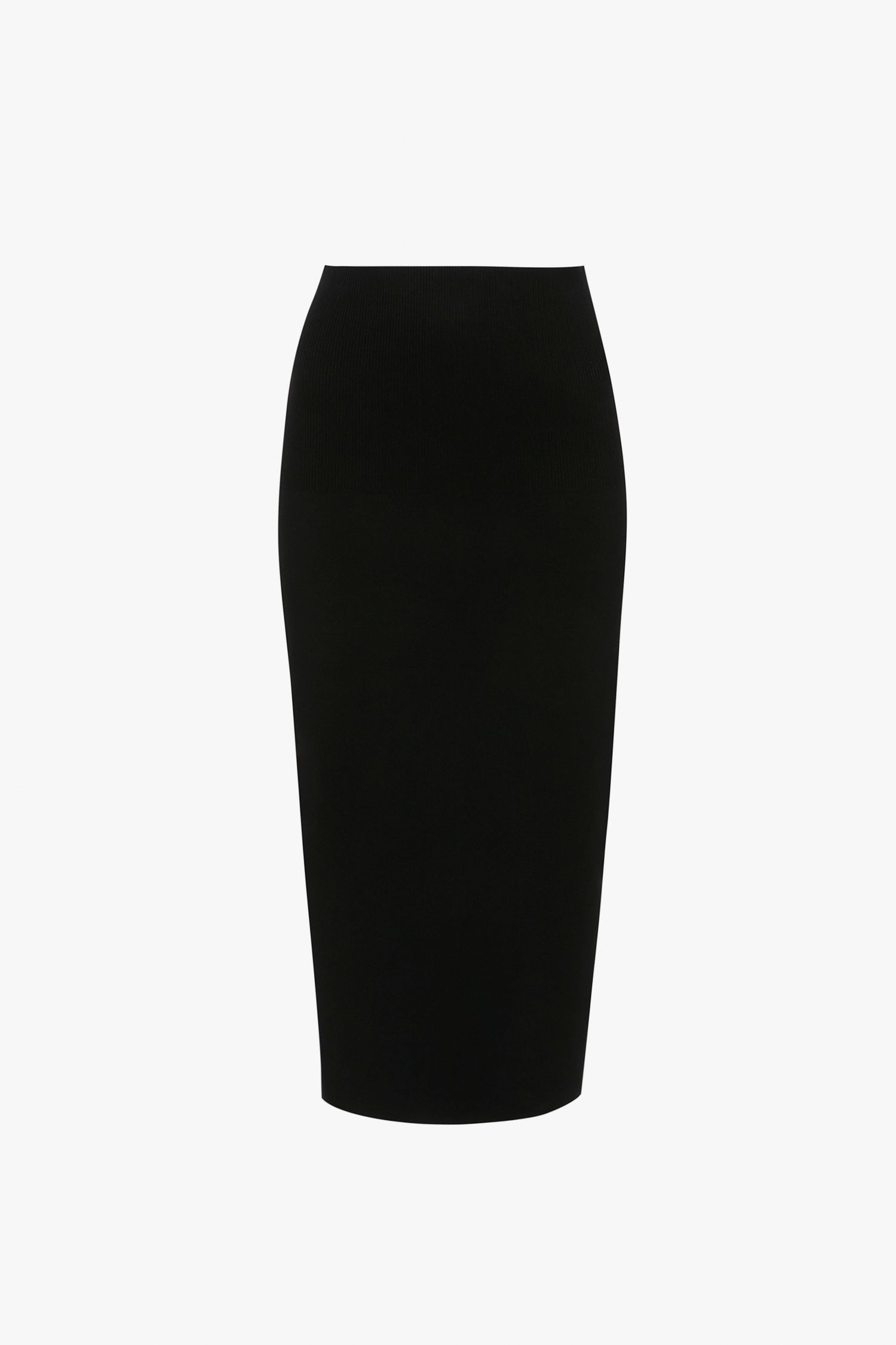 VB Body Fitted Midi Skirt In Black by Victoria Beckham against a white background, exuding contemporary polish.